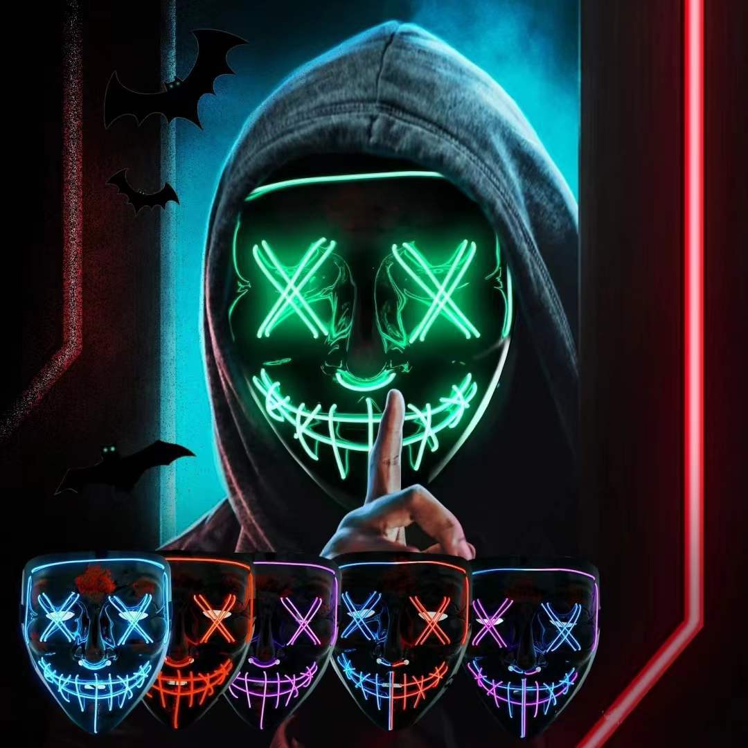 Led Purge Mask Halloween - Беспроводная неоновая LED-маска, светящаяся в темноте,