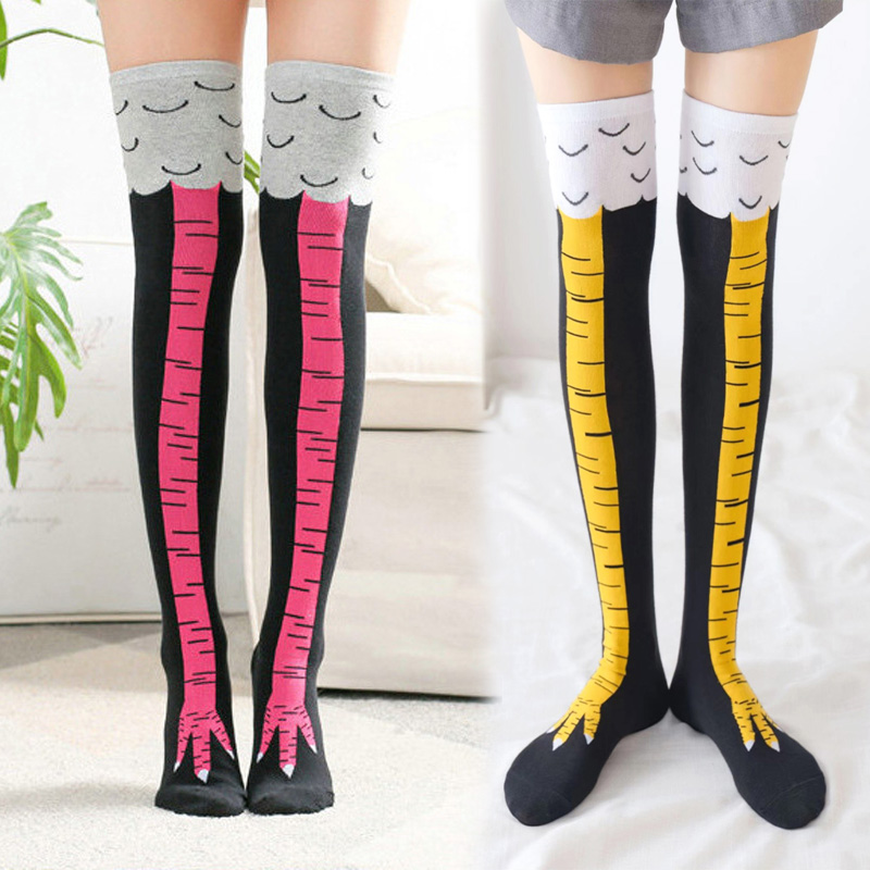 Funny Chicken Leg Socks - 1 пара женских гольфов с принтом,
