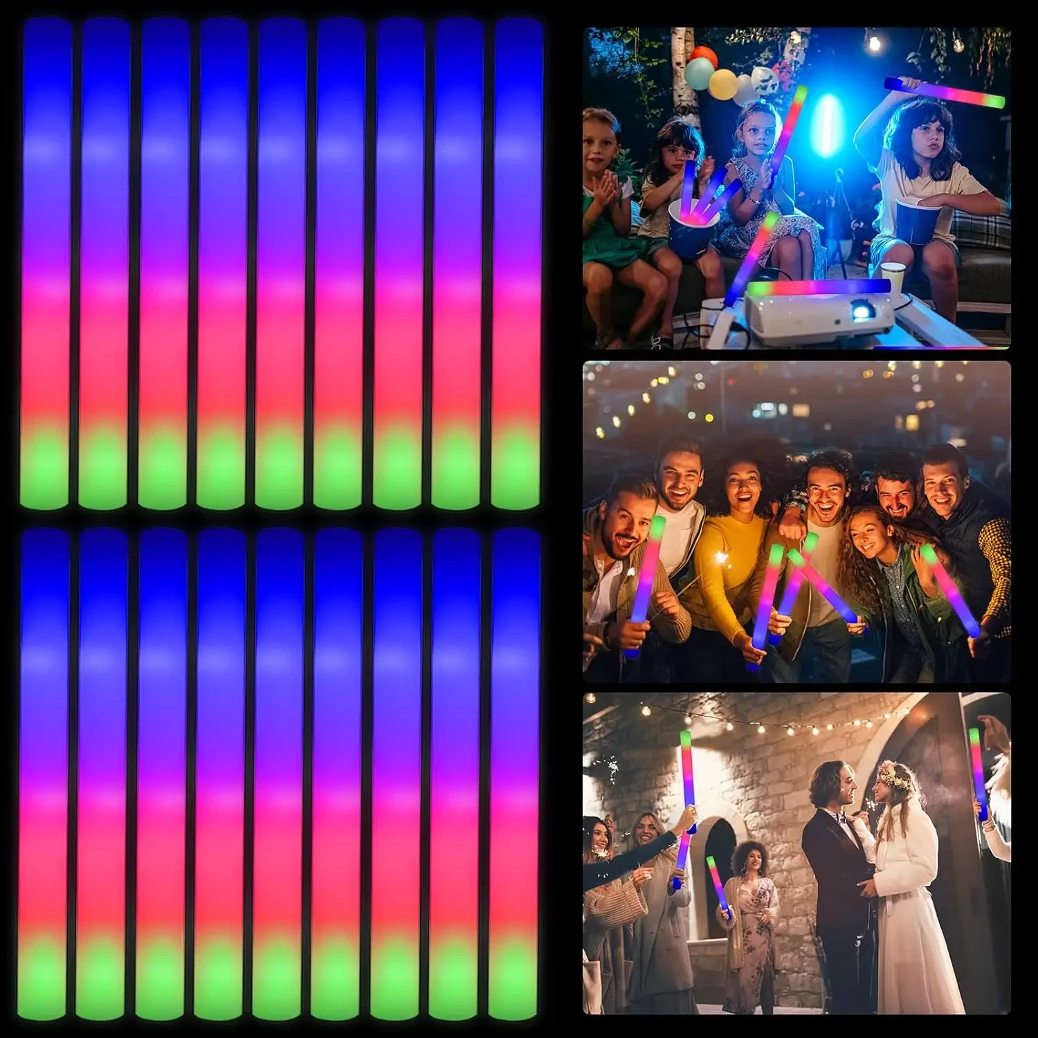 Flashing Led Foam Sticks Party - 50 шт. светодиодных пенопластовых светящихся палочек