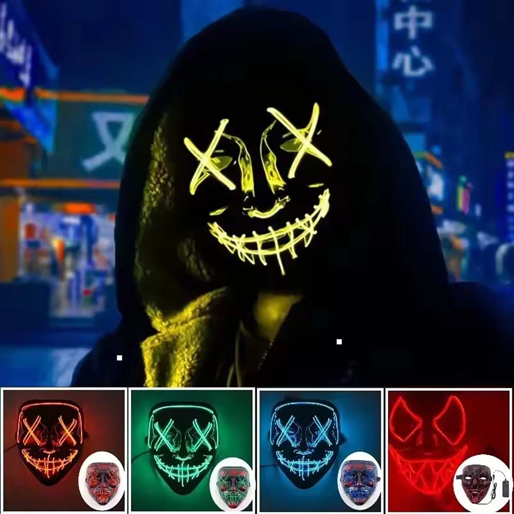 Led Purge Mask Halloween - Беспроводная неоновая светодиодная маска Purge, светящаяся