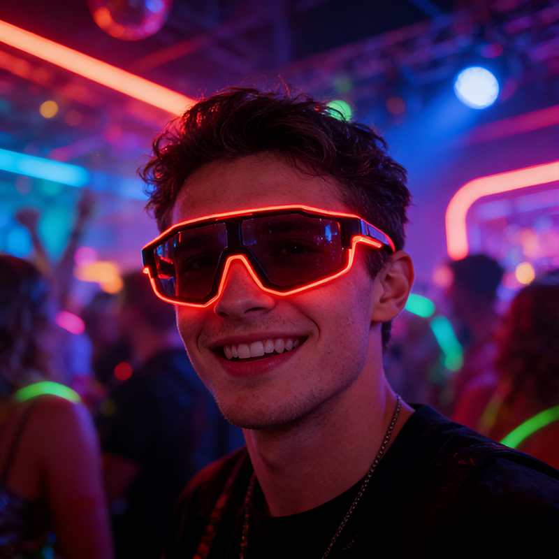 Glow In The Dark Party Glasses - Стильные ветрозащитные LED-очки с мигающими огнями,