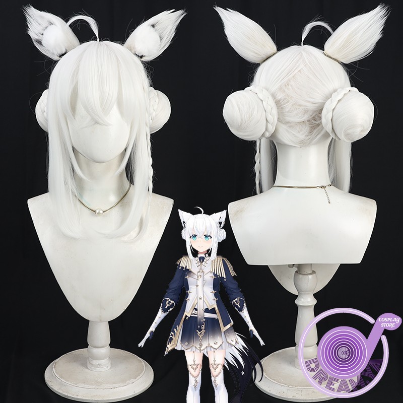 Anime Cosplay Wig Heat Resistant - Шираками Фубуки Косплей Парик Vtuber Белые
