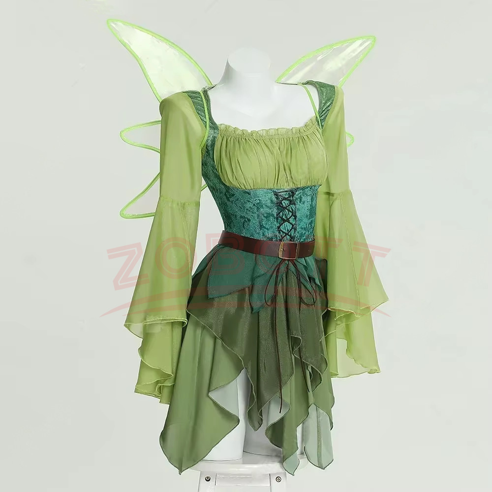 Medieval Renaissance Dress Women - Женское средневековое зеленое платье феи эльфа,