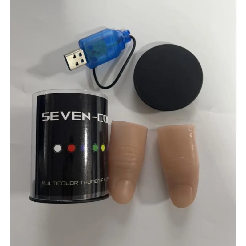 Thumb Tip Magic Trick Set - Семь цветов светодиодный светильник, наконечники для