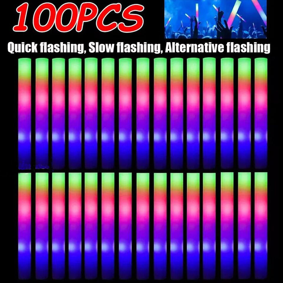Светящиеся палочки оптом, 100  – обзор и цена Flashing Led Foam Sticks Party