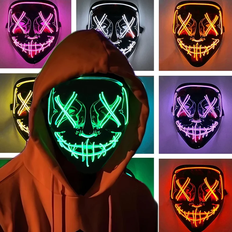 Страшный Хэллоуин Косплей Свет – обзор и цена Led Purge Mask Halloween
