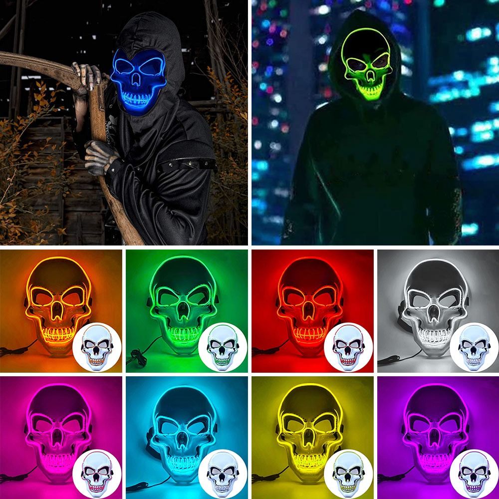 Модная маска-череп для Хэллоуи – обзор и цена Led Purge Mask Halloween