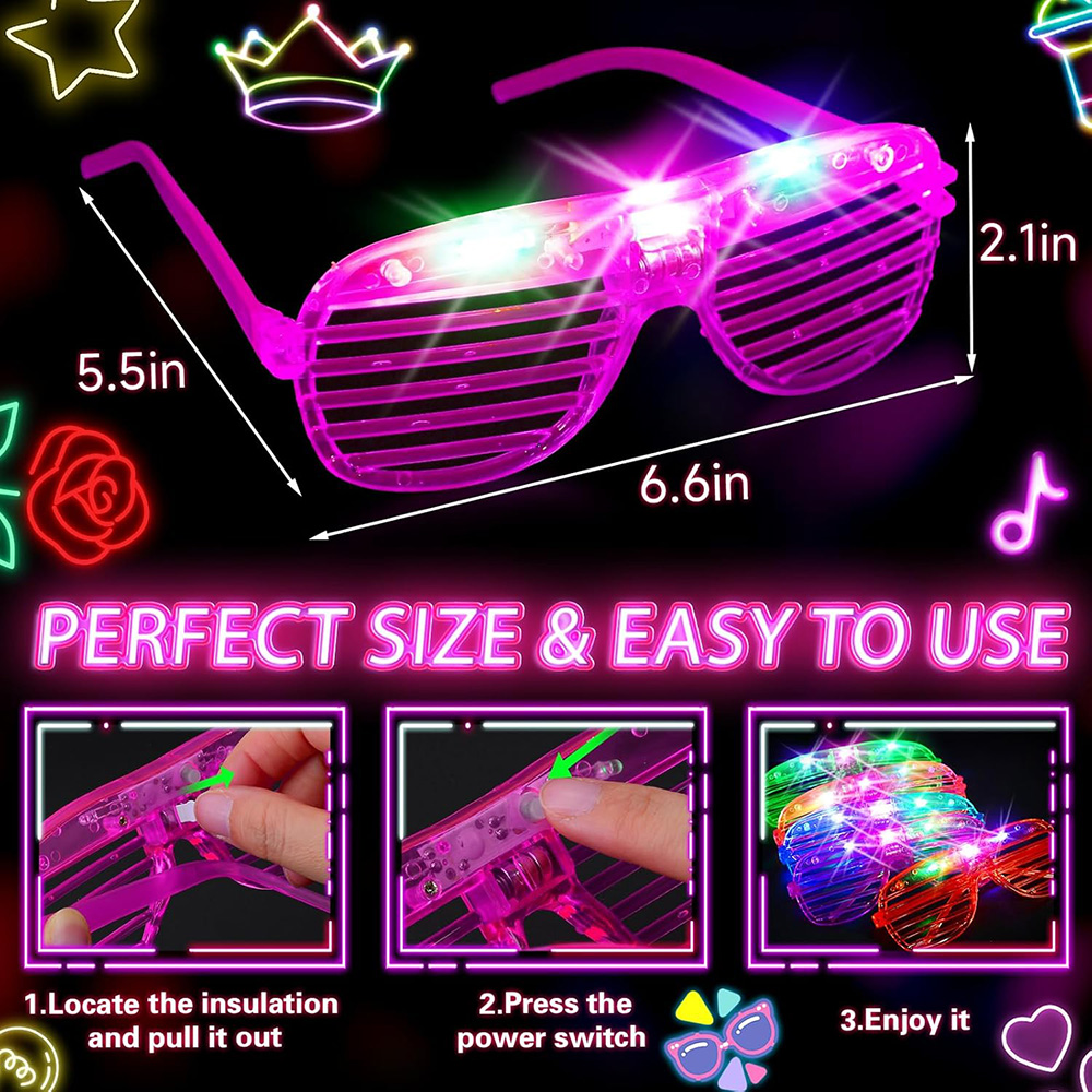 Светодиодные очки 6, неоновые  – обзор и цена Glow In The Dark Party Glasses